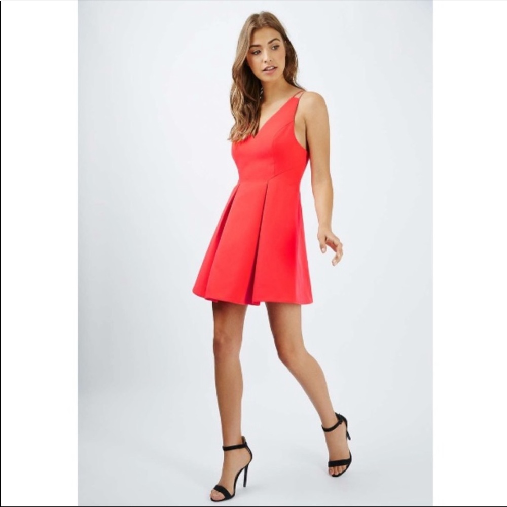 Topshop bright red strappy bonded mini cocktail dress 6